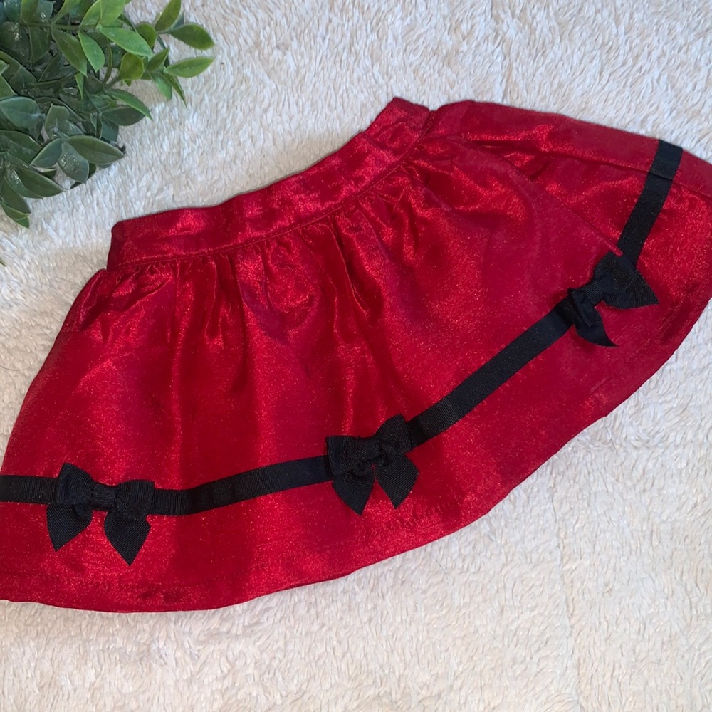 Gymboree Red & Black Bow Skirt 12-18M EUC